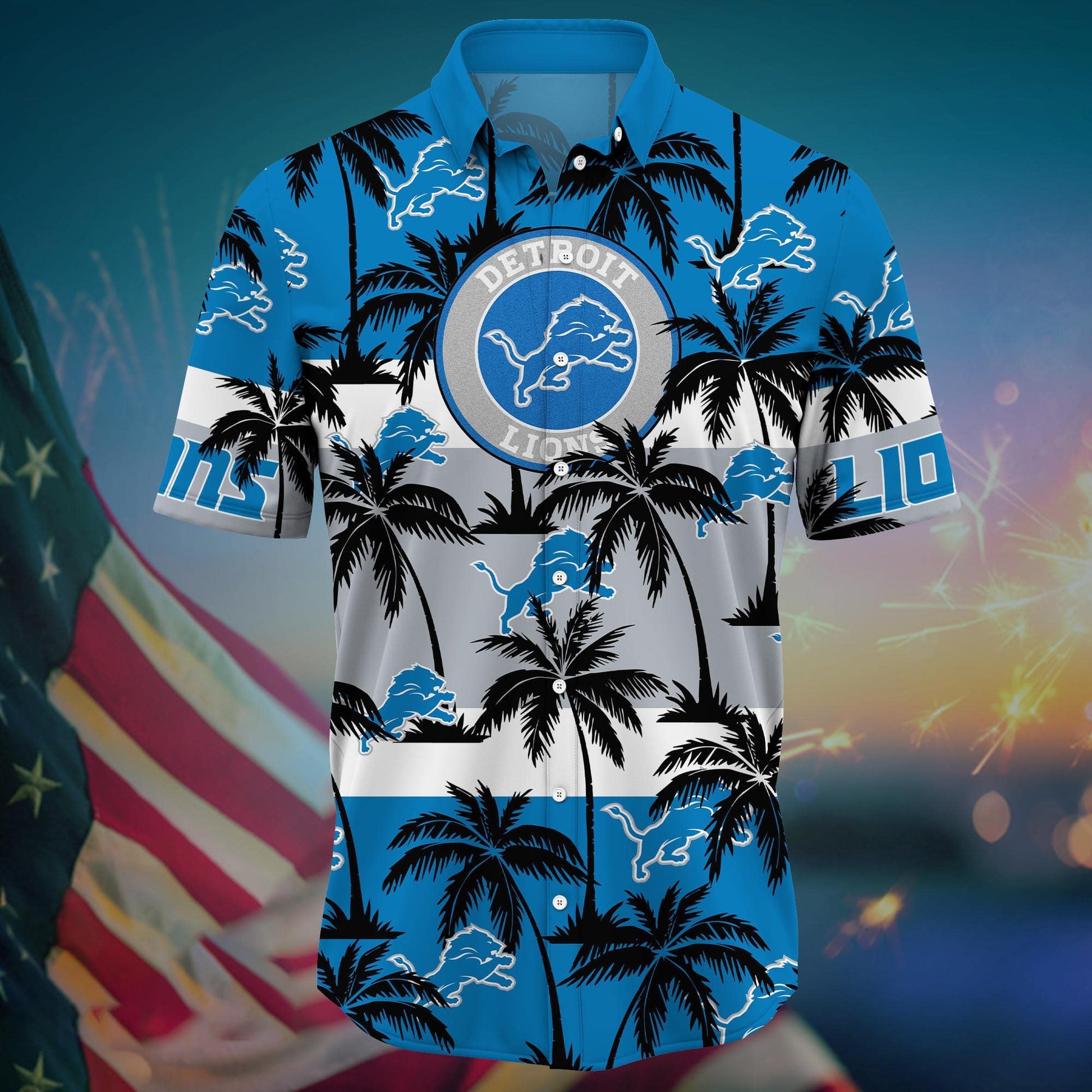 Detroit Lions Hawaiian Shirt Palm Island Pride Design by
