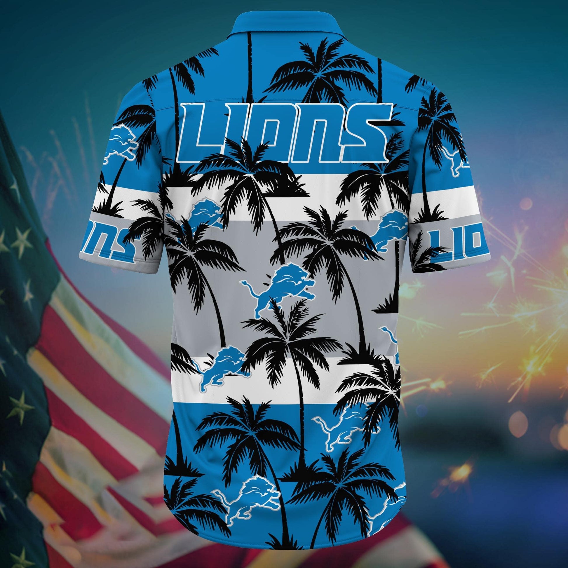 Detroit Lions Hawaiian Shirt Palm Island Pride Design by