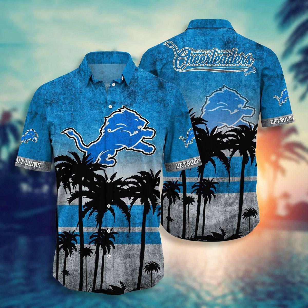 Detroit Lions Hawaiian Shirt Palm Sunset Vibes 403804