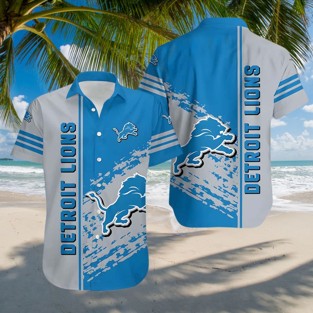 Detroit Lions Hawaiian Shirt with Streak Wave Design 751314