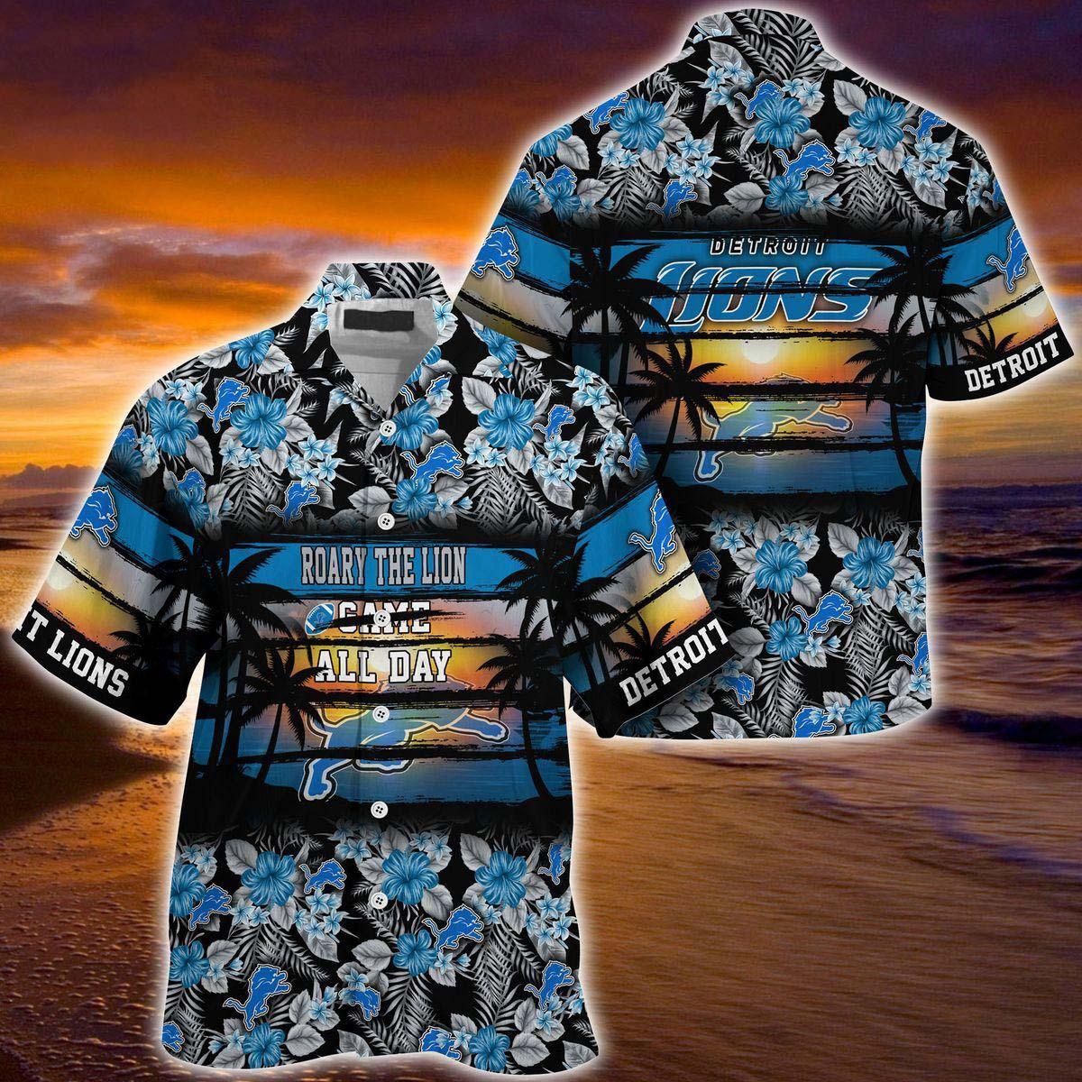 Detroit Lions Hawaiian Shirt Sunset Spirit Design 282059
