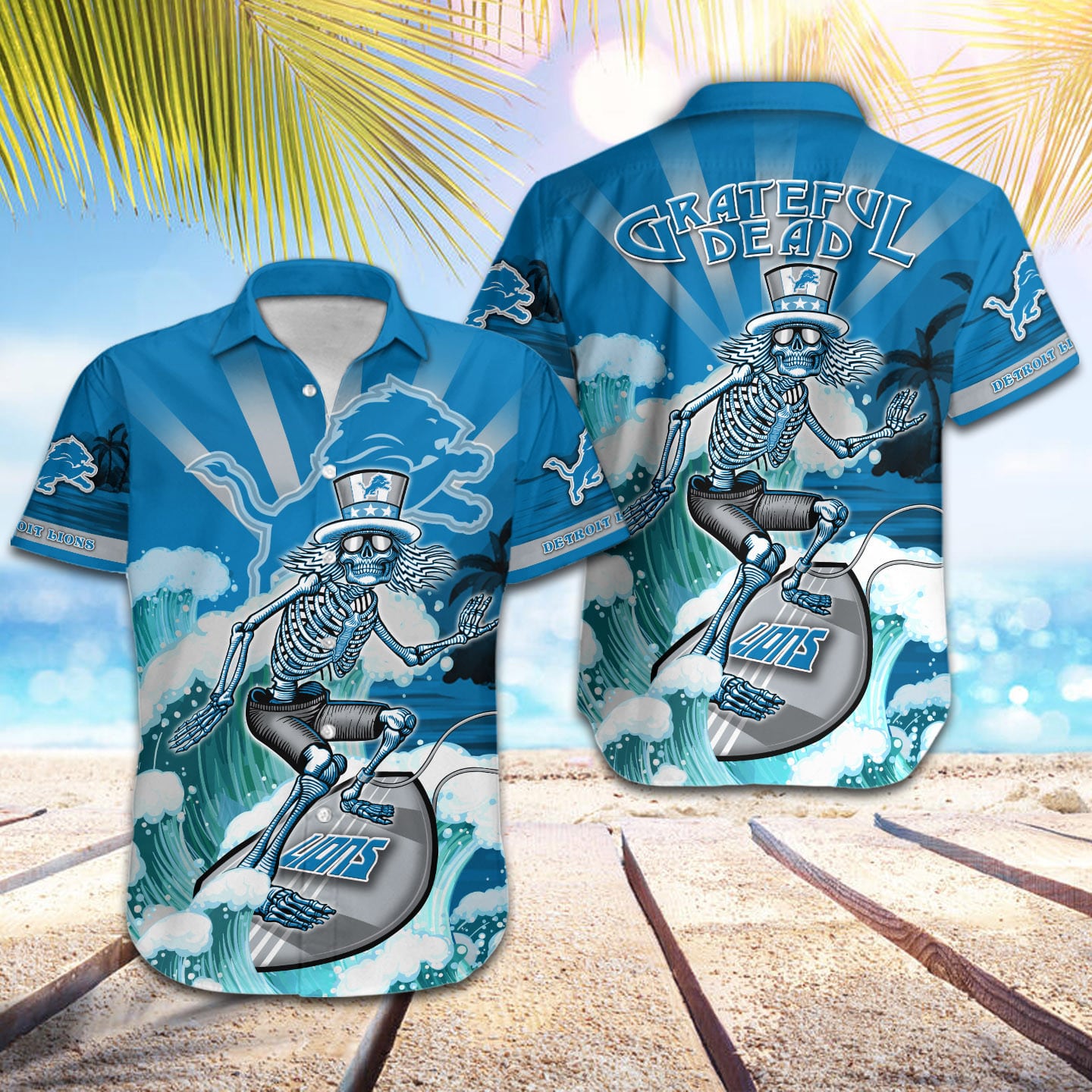 Detroit Lions Hawaiian Shirt Surfing Dead Design 958286