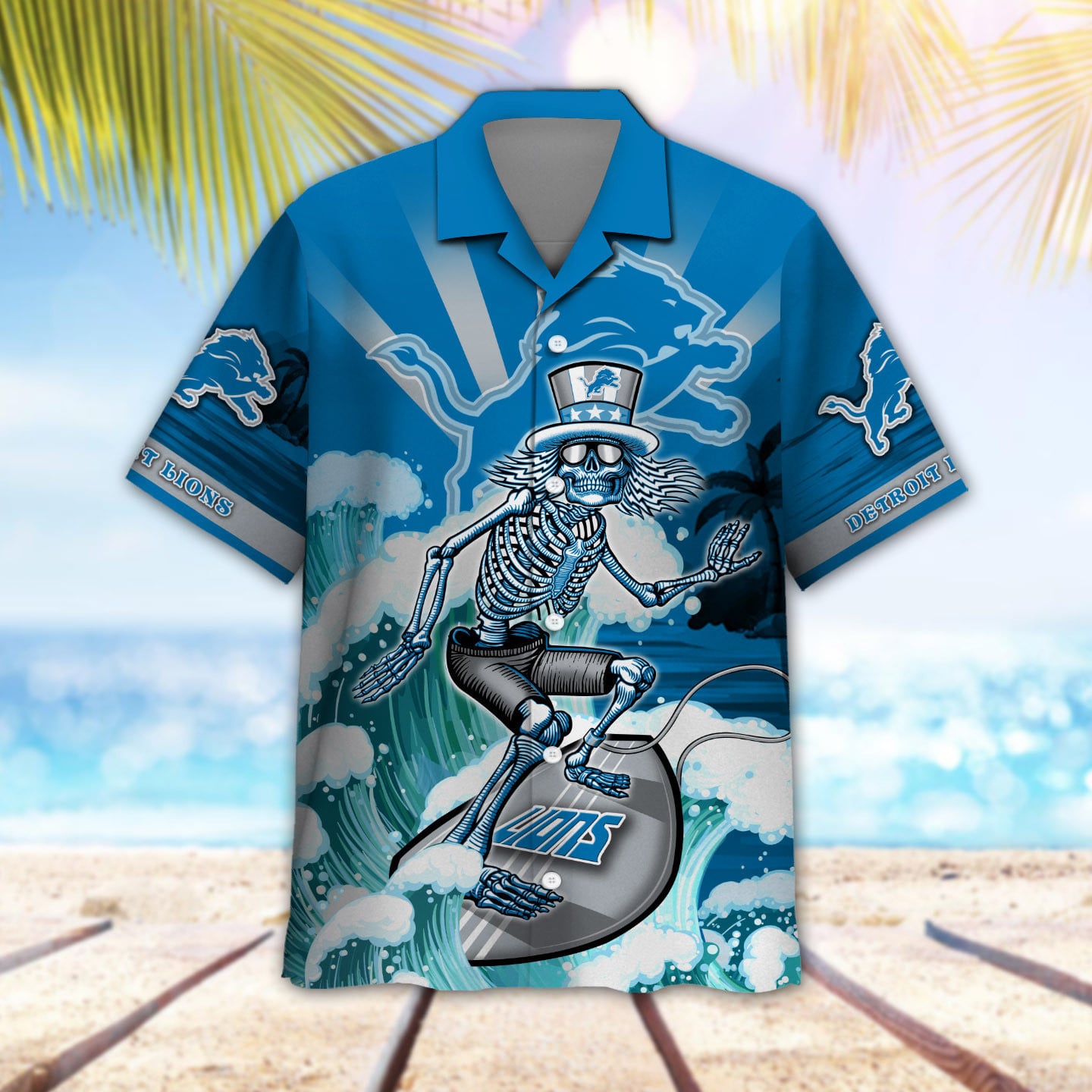 Detroit Lions Hawaiian Shirt Surfing Dead Design 958286