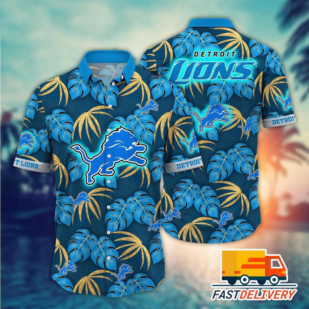 Detroit Lions Hawaiian Shirt Tropical Palm Design 942646