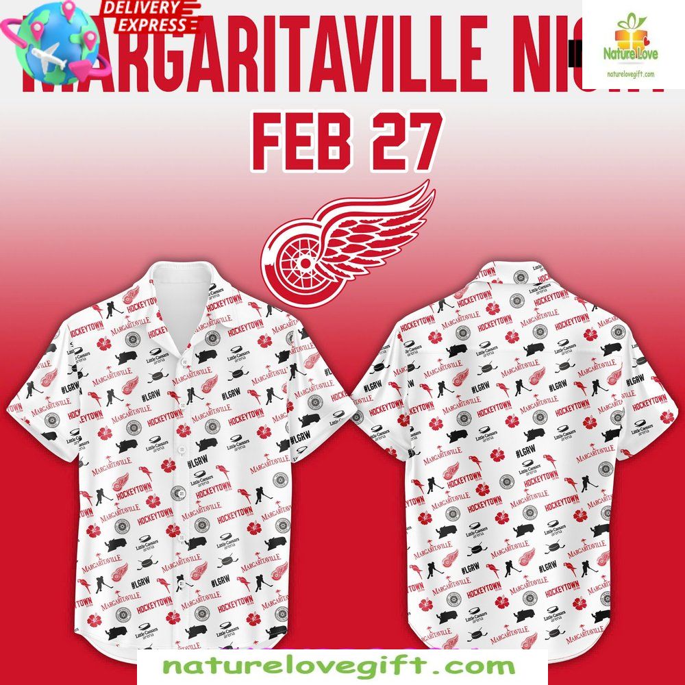 Detroit Red Wings Hawaiian Shirt Margaritaville Night 2026 Fan Gear