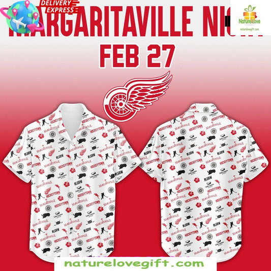 Detroit Red Wings Hawaiian Shirt Margaritaville Night 2026 Fan Gear