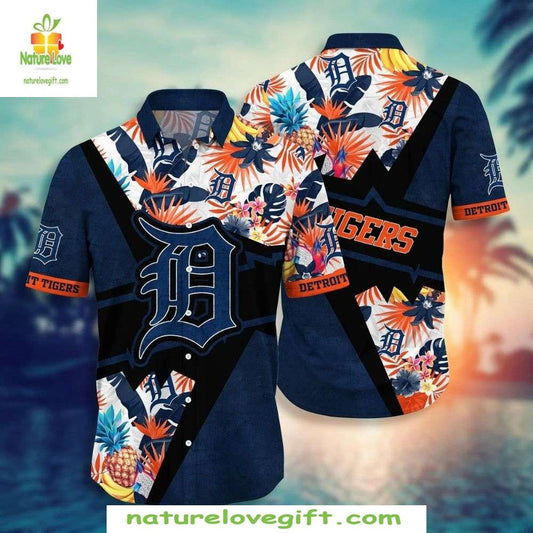 Detroit Tigers Hawaiian Shirt Floral Baseball Apparel 02F335MC