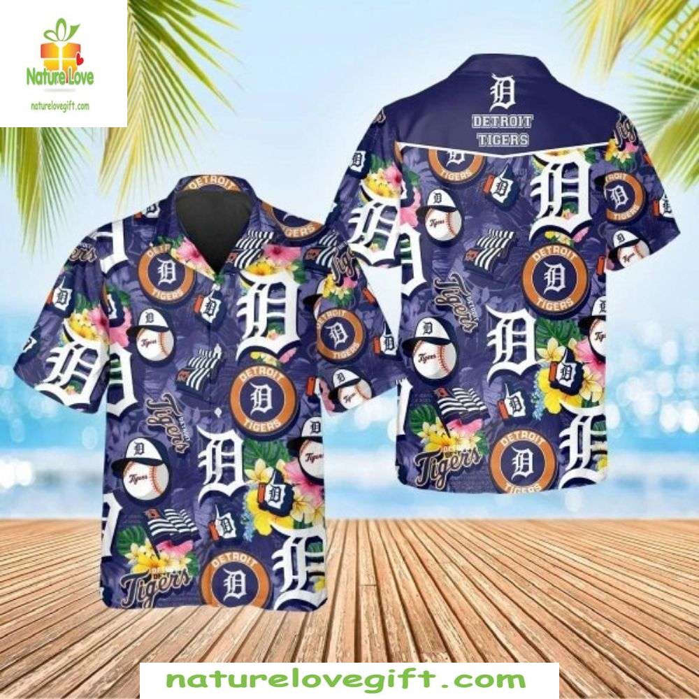 Detroit Tigers Hawaiian Shirt Floral Logo Stylish Baseball Apparel