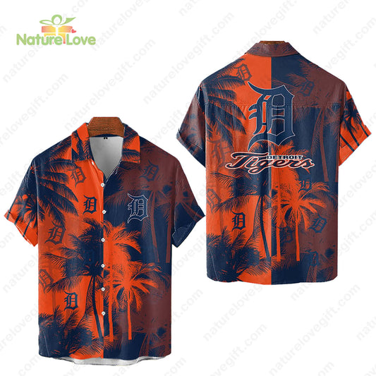 Detroit Tigers Tropical Palm Trees MLB Hawaiian Shirt