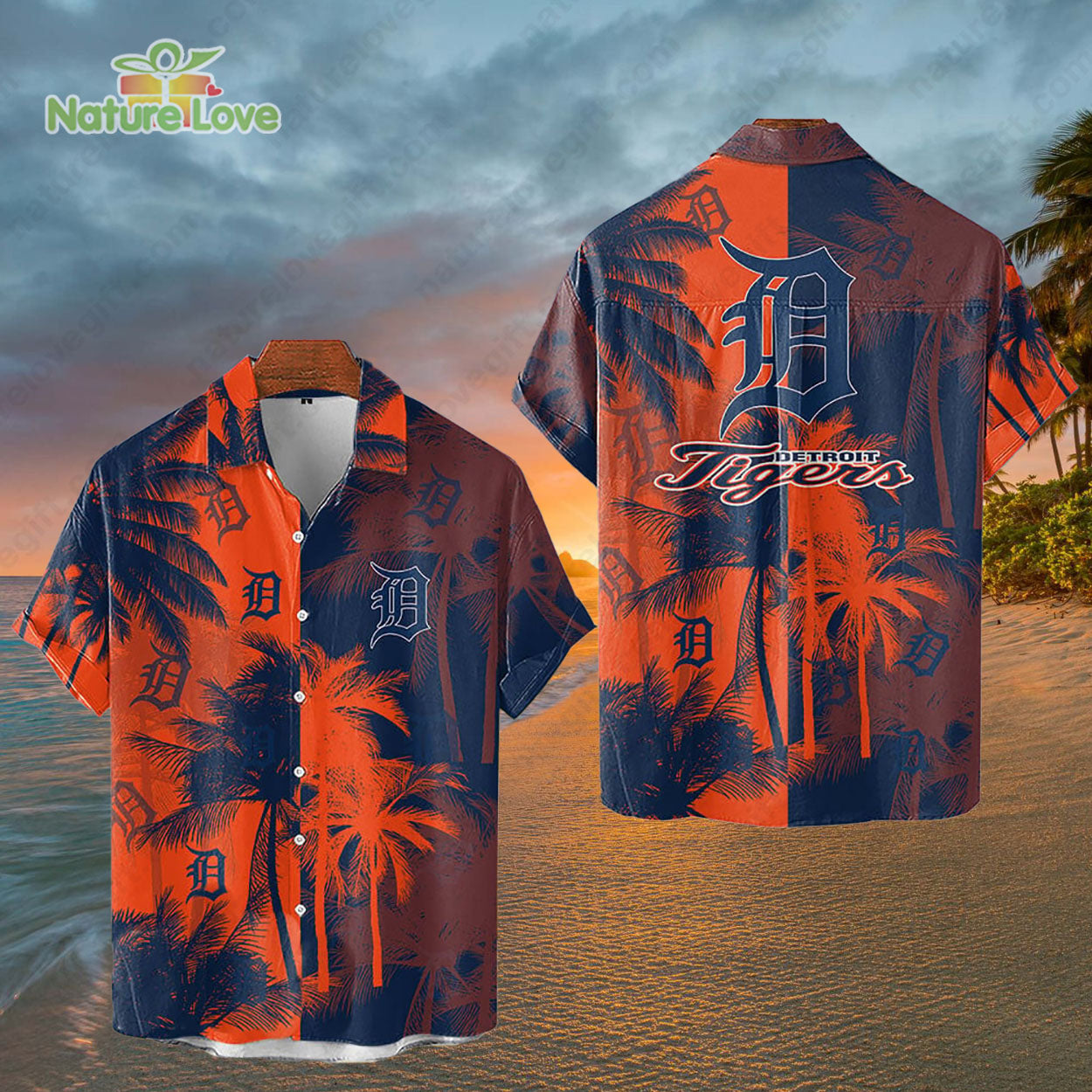 Detroit Tigers Tropical Palm Trees MLB Hawaiian Shirt