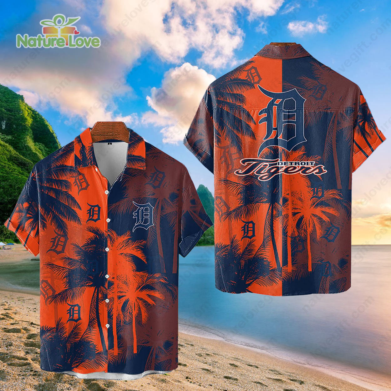 Detroit Tigers Tropical Palm Trees MLB Hawaiian Shirt
