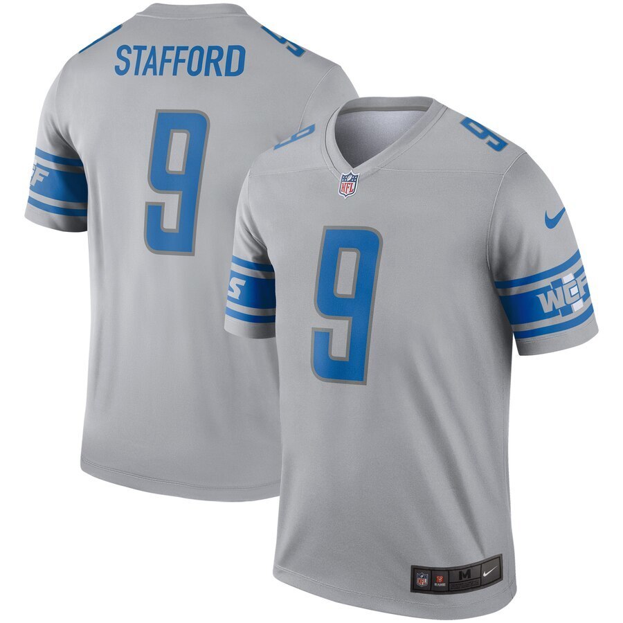 Detroit Lions 9 Matthew Stafford Inverted Legend Jersey - Gray