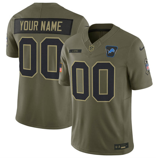 Detroit Lions Active Player Custom Olive 2025 F.U.S.E. Salute to Service Limited