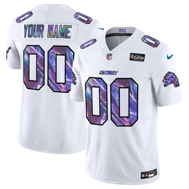 Detroit Lions Active Player Custom White 2025 Crucial Catch F.U.S.E. Vapor Limited