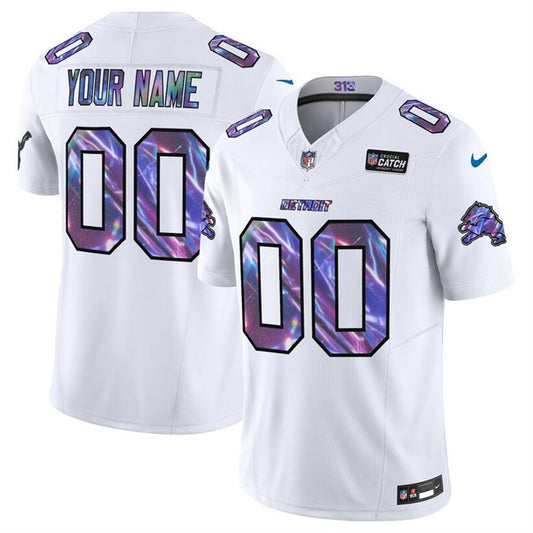 Detroit Lions Active Player Custom White 2025 Crucial Catch F.U.S.E. Vapor Limited