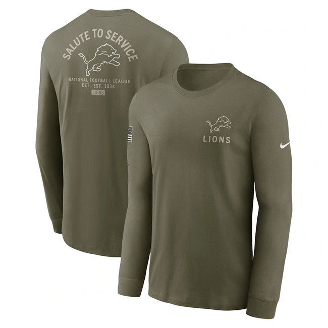 Detroit Lions Olive 2025 Salute to Service Sideline Long Sleeve T-Shirt