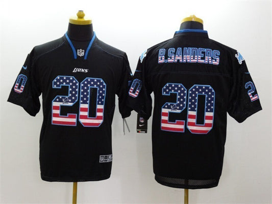 Detroit Lions #20 Barry Sanders Black 2018 USA Flag Color Rush Limited Fashion