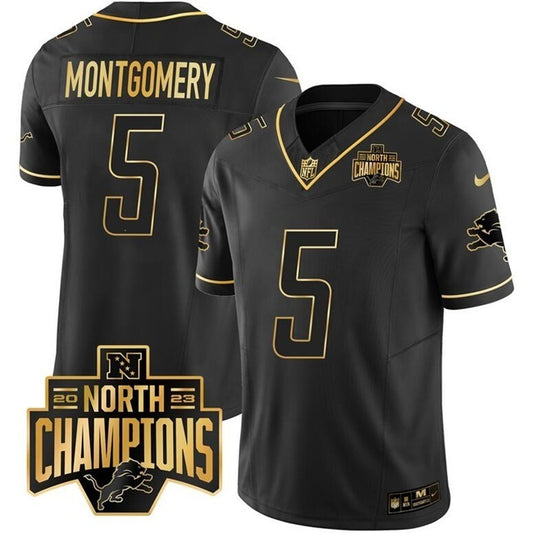Detroit Lions #5 David Montgomery Black Gold F.U.S.E. 2023 NFC North Division
