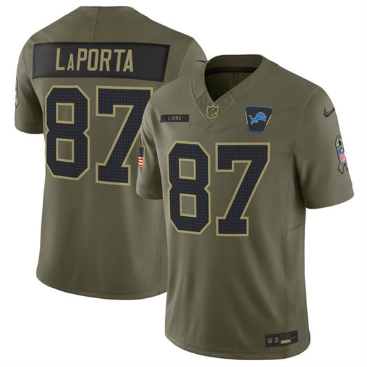 Detroit Lions #87 Sam LaPorta Olive 2025 F.U.S.E. Salute to Service Limited