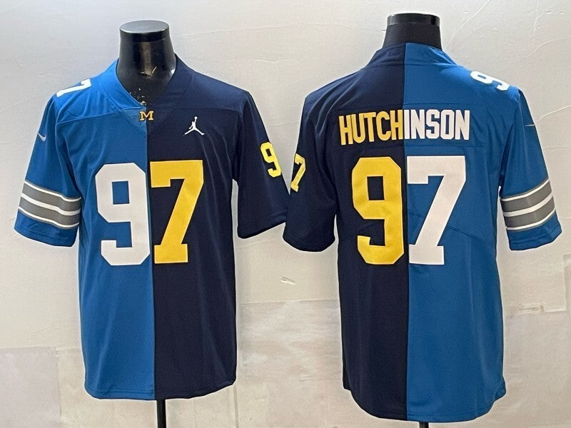 Detroit Lions #97 Aidan Hutchinson Split Adult Style 2