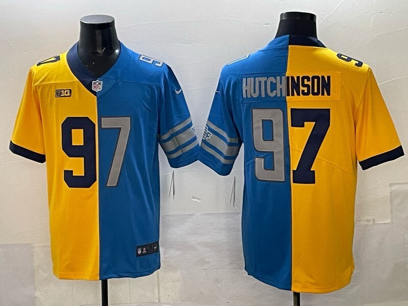 Detroit Lions #97 Aidan Hutchinson Split Adult Style 4