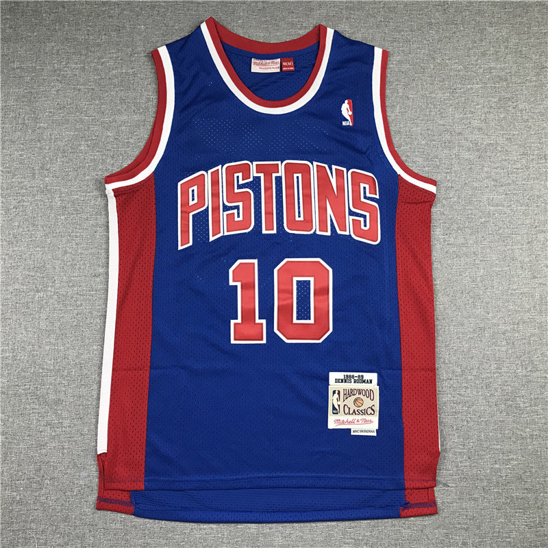Detroit Pistons #10 Pistons 10 Blue Retro Logo Style 2