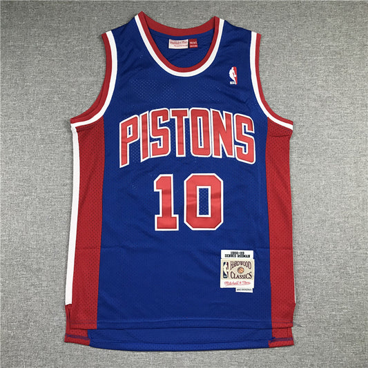 Detroit Pistons #10 Pistons 10 Blue Retro Logo Style 2