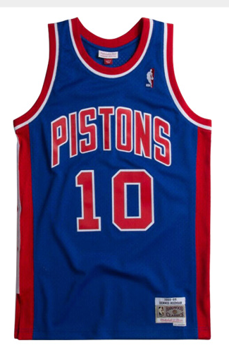 Detroit Pistons #10 Rodman Mitchell&Ness Pistons 10 Blue Style 2