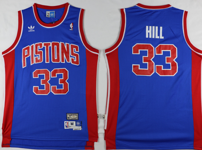 Detroit Pistons #33 Grant Hill Pistons · Hill Trefoil Retro Blue Premium Mesh