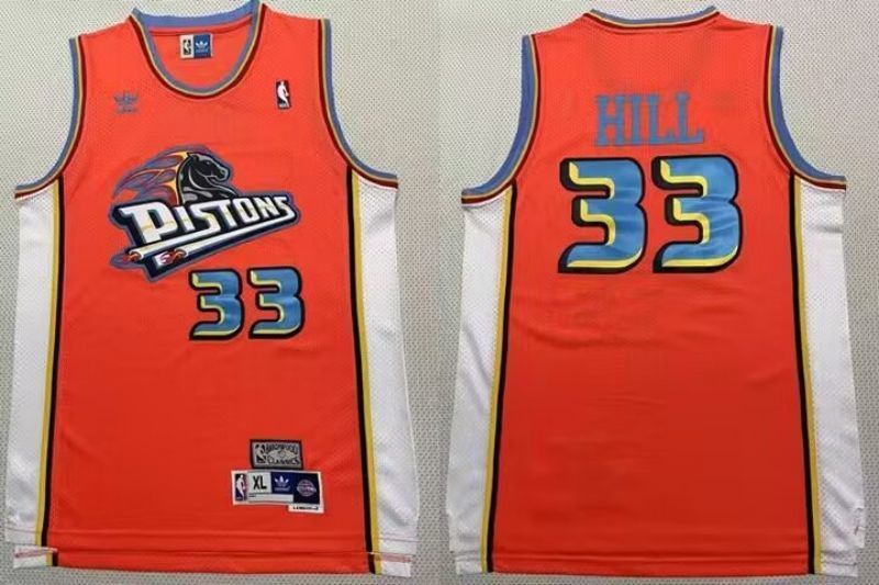 Detroit Pistons #33 Grant Hill Pistons · Hill Trefoil Retro Red Premium Mesh