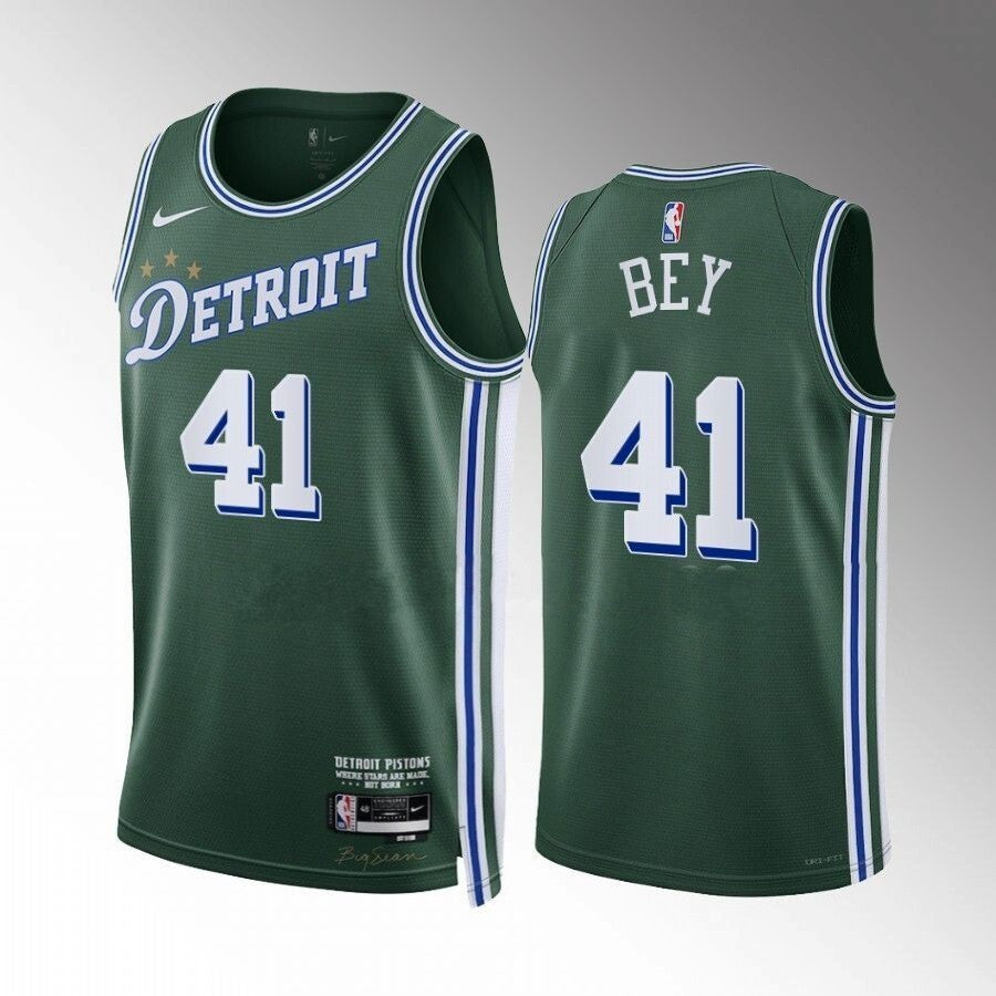 Detroit Pistons #41 Saddiq Bey 2022-23-city-edition-green-jersey
