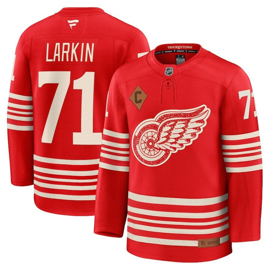 Detroit Red Wings #71 Dylan Larkin Centennial Premium Player Jersey - Red