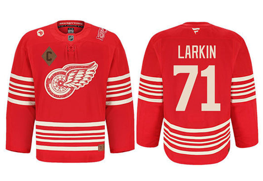 Detroit Red Wings #71 Dylan Larkin Red 2025 Centennial Premium With 100
