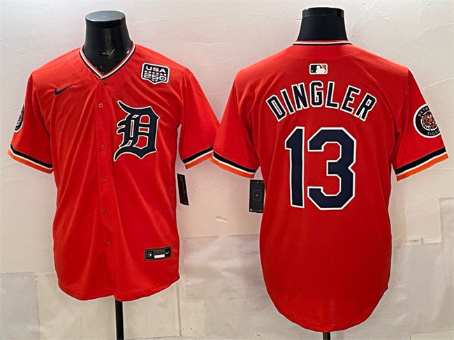 Detroit Tigers #13 Dillon Dingler Orange 2026 Alternate USA 250' Patch Vapor Premier