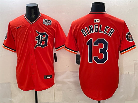 Detroit Tigers #13 Dillon Dingler Orange 2026 Alternate USA 250' Patch Vapor Premier