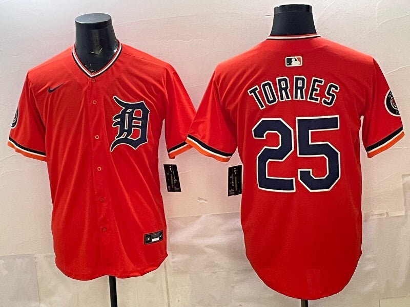 Detroit Tigers #25 Gleyber Torres Orange 2026 Alternate USA 250' Patch Vapor Premier