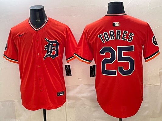 Detroit Tigers #25 Gleyber Torres Orange 2026 Alternate USA 250' Patch Vapor Premier