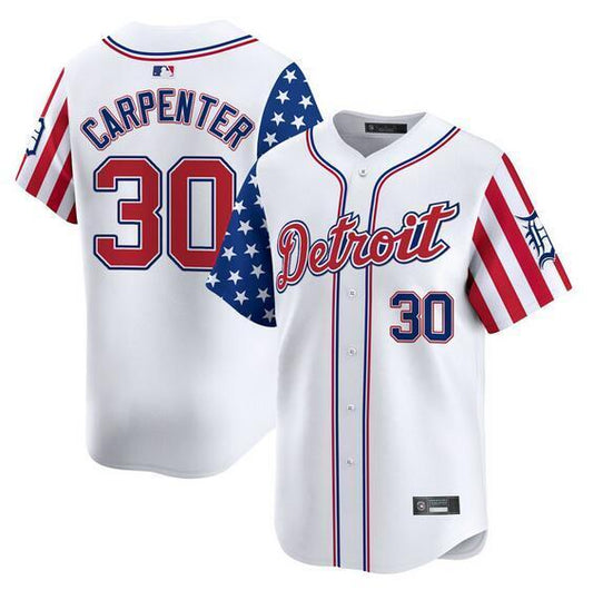 Detroit Tigers #30 Kerry Carpenter White 2025 Independence Day Vapor