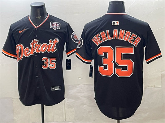 Detroit Tigers #35 Justin Verlander Navy 2026 Alternate USA 250' Patch Vapor Premier
