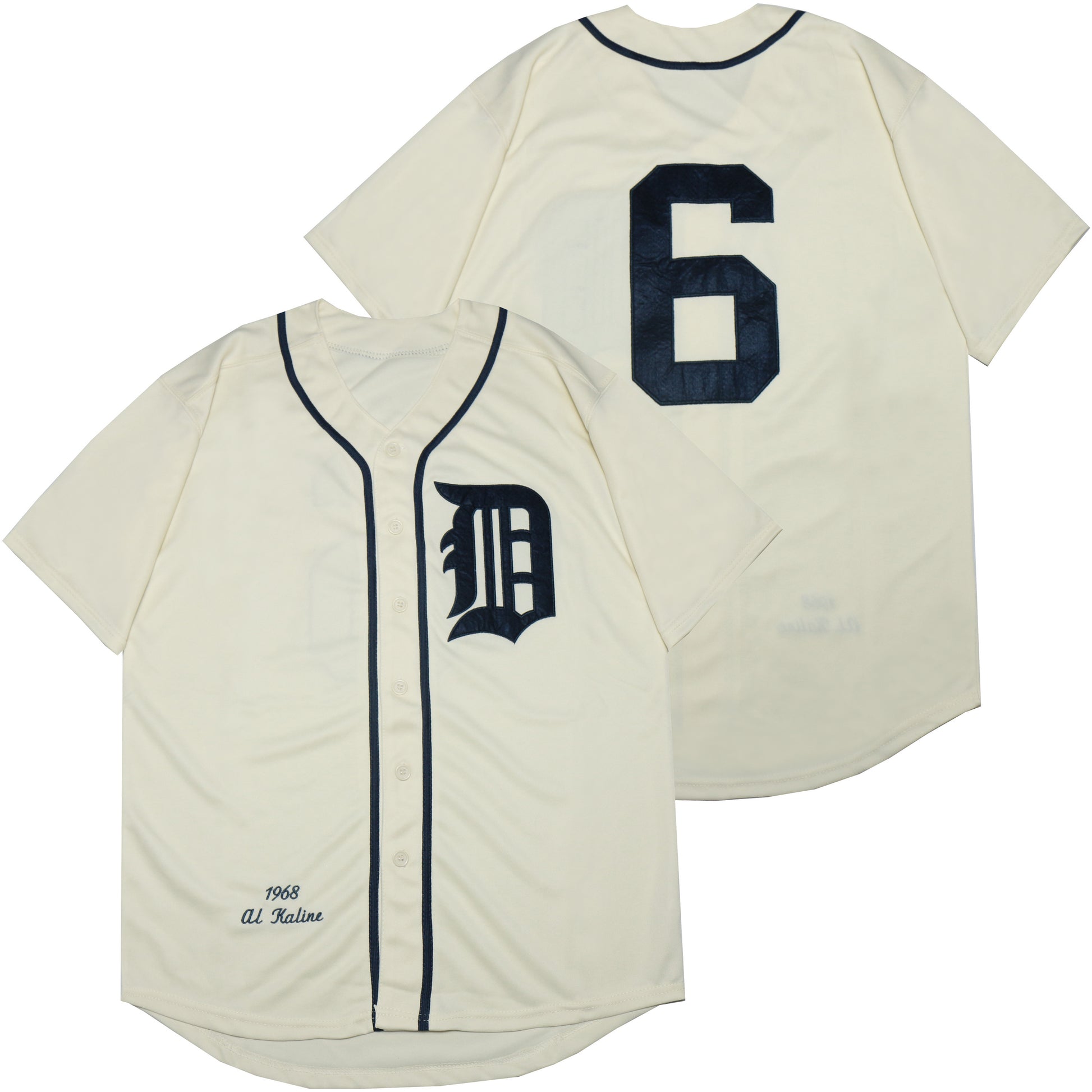 Detroit Tigers #6 Al Kaline Tigers 6 Off-White 1968 Retro