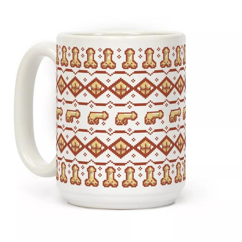 Dicks and Butts Ugly Sweater Pattern Coffee Mug 11oz-15oz, Printed in the USA, Handy for Coffee and Tea, Funny Coffee Mug, Gift Ideas