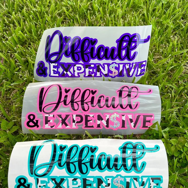 Difficult & Expen$ive Decal with Cowprint Print T-Shirts, Hoodie, Sweatshirt | InkThreadWorks.com