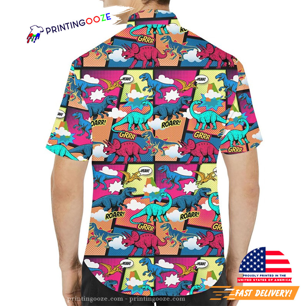 Dino Comic Dinosaur Hawaiian Shirt