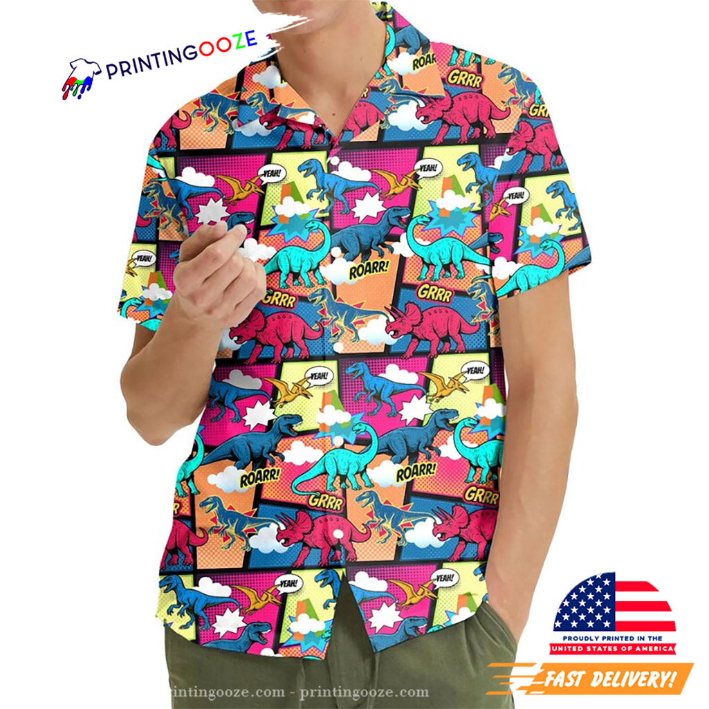 Dino Comic Dinosaur Hawaiian Shirt