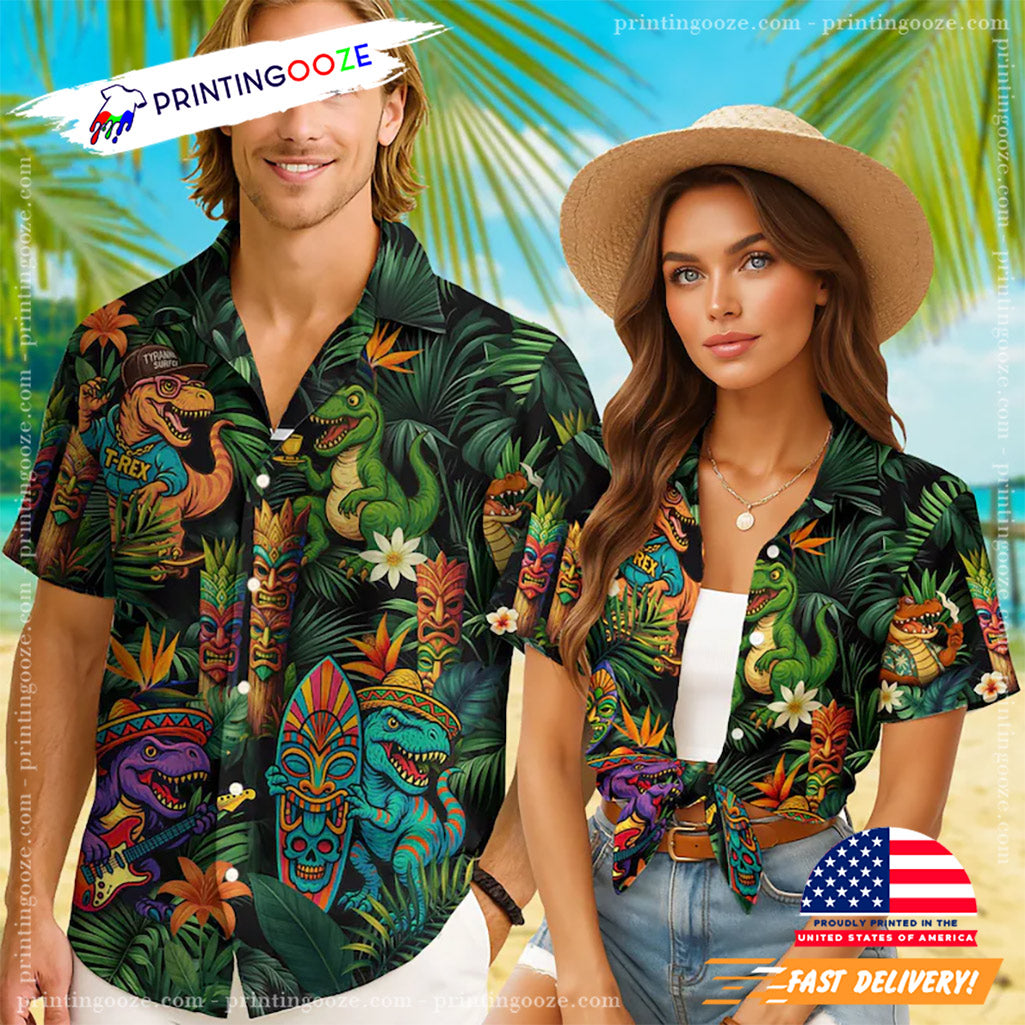 Dinosaur Summer Beach Hawaiian Shirts