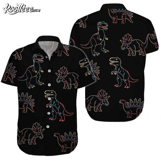Dinosaur Summer Button Up Hawaiian Shirt