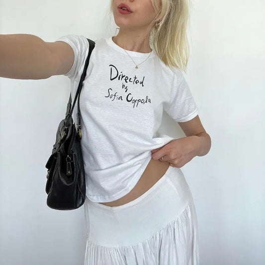 Directed by Sofia Coppola Handwriting Coquette Baby Tee Collar Fashion Hoodie, Sweatshirt | InkThreadWorks.com
