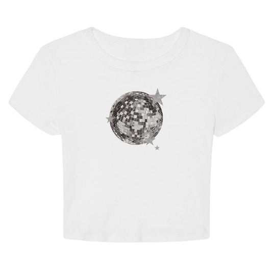 Disco Ball Y2K Aesthetic Cropped Graphic T-Shirt
