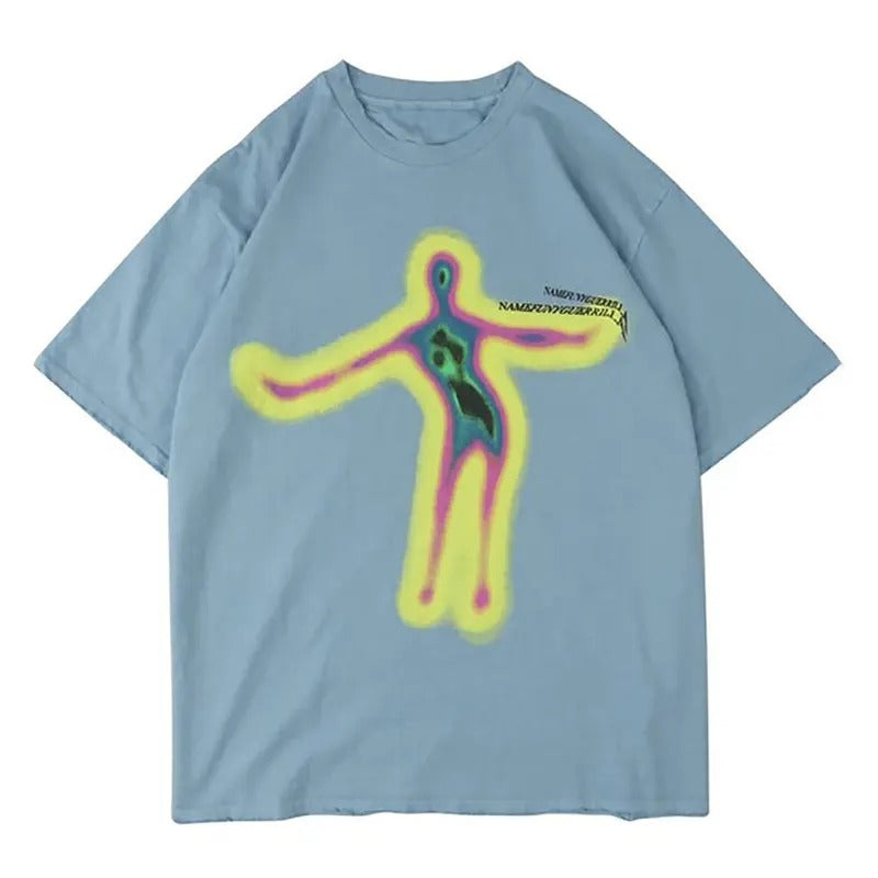 Distorted Portrait Graphic Tee T-Shirt