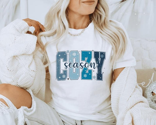 Distressed Cozy Season Christmas Unisex Shirt - Funny Holiday Graphic Tee, Soft Unisex Short sleeve or Long sleeve Shirt